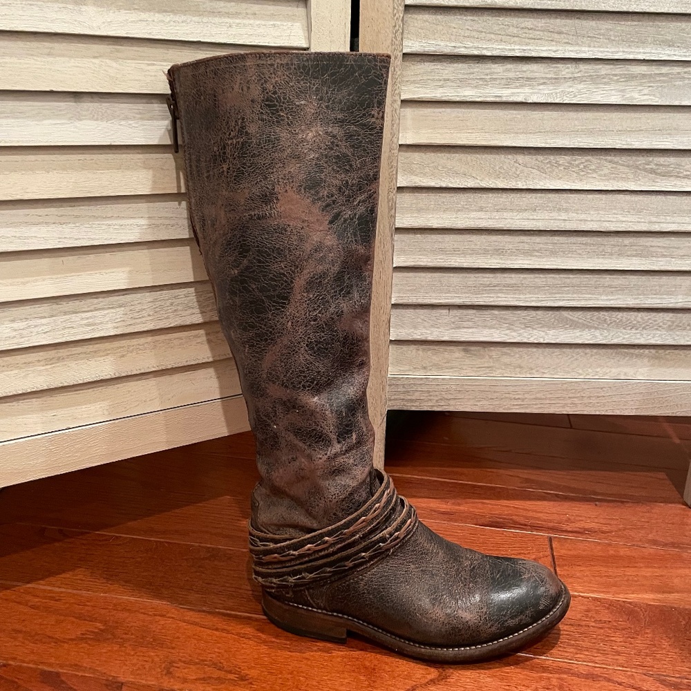 Distressed Brown Over-the-Knee Women's Boots - Picture 4 of 6
